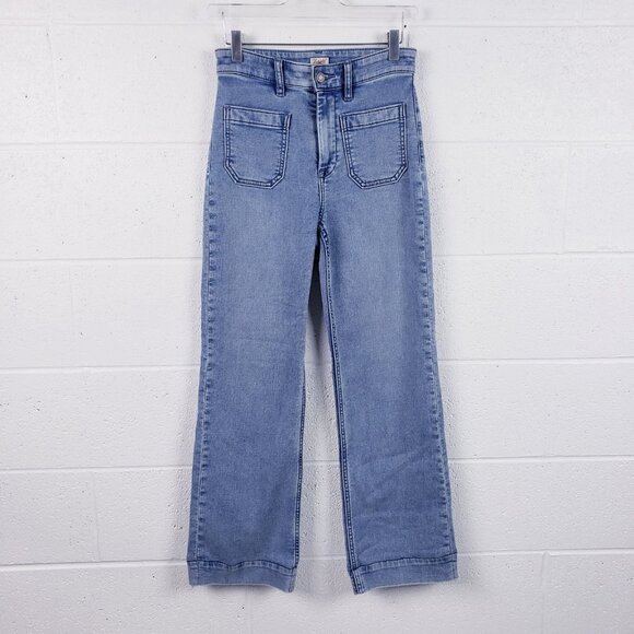 Faherty Women's Stretch Terry Patch Pocke Flare Jeans Light Wash Size 26 - Picture 1 of 11
